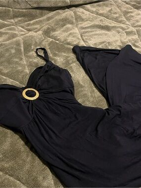 Coco Reef Black Maxi Dress with Gold Ring Detail